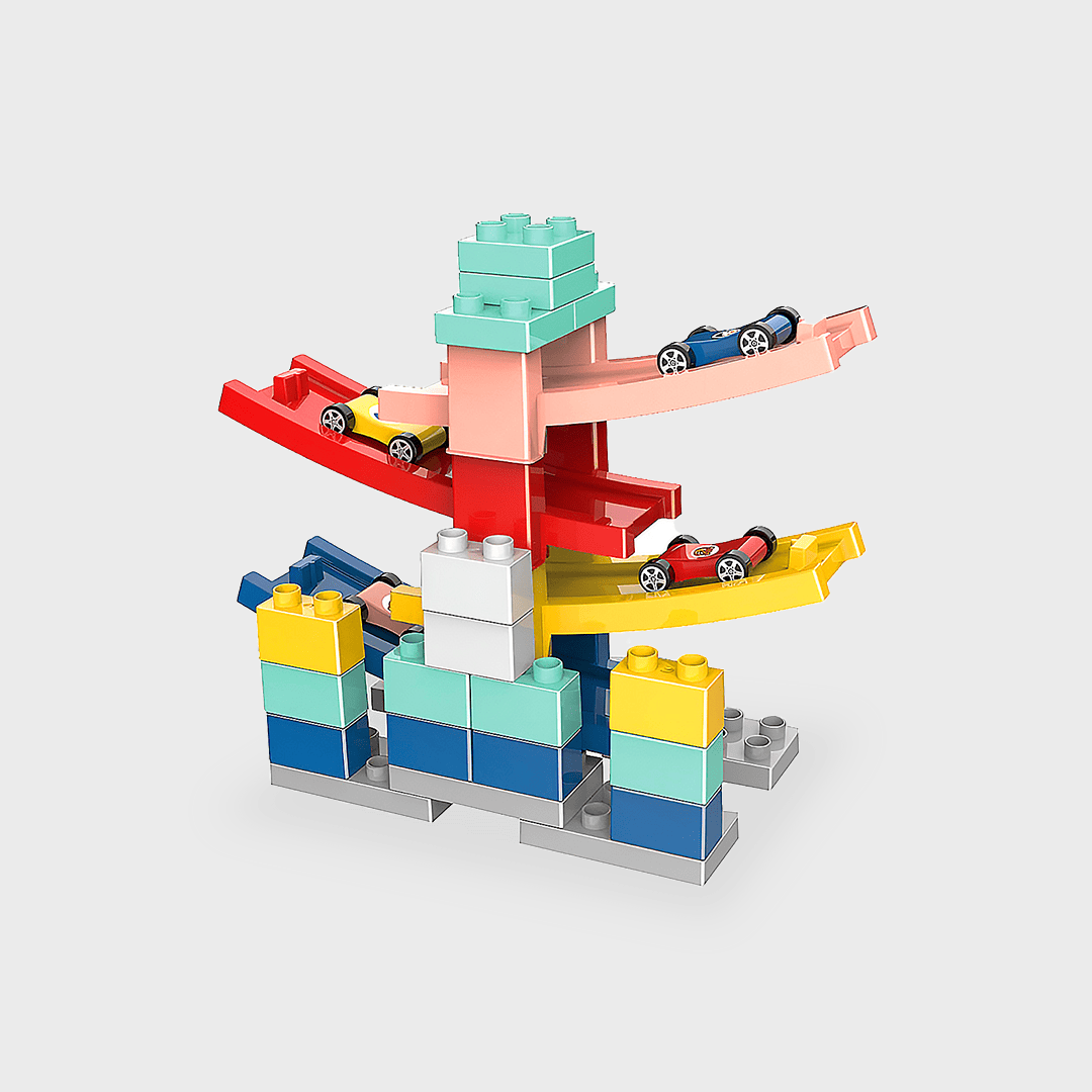 TurboGlide Block Racetrack  4pcs Cars Particle Puzzle